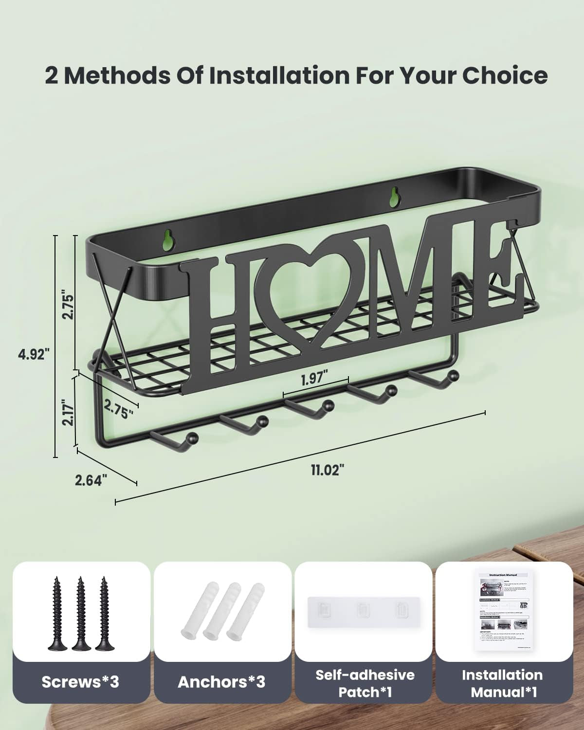 Wall Mounted Key Organizer – Hooks and Mail Holder